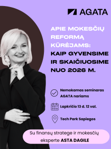 Seminaras AGATA nariams: 2026 m. mokesčių pokyčiai kūrėjams